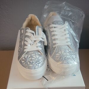 Betsey Johnson Silver Embellished Sneakers